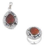 Ammolite Gemstone 925 Sterling Silver Pendant Set