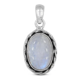 Blue Rainbow Moonstone 925 Sterling Silver Pendant