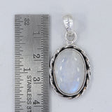 Blue Rainbow Moonstone 925 Sterling Silver Pendant