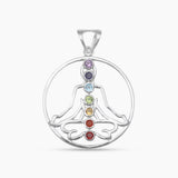 Multi Stone Yoga Meditation Chakra Silver Pendants