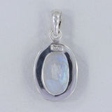 Blue Rainbow Moonstone 925 Sterling Silver Pendant