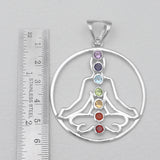 Multi Stone Yoga Meditation Chakra Silver Pendants