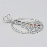 Multi Stone Yoga Meditation Chakra Silver Pendants