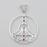 Multi Stone Yoga Meditation Chakra Silver Pendants