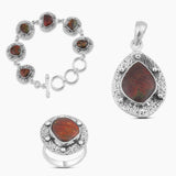 Ammolite Gemstone 925 Sterling Silver Pendant Set