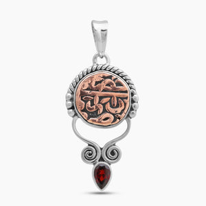 925 Sterling Silver Garnet Coin Pendants