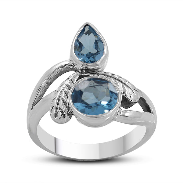 925 Sterling Silver Blue Topaz Rings