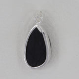 Raw Uncut Black Tourmaline Silver Pendant