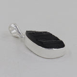 Raw Uncut Black Tourmaline Silver Pendant