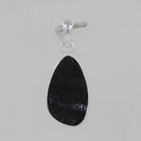 Raw Uncut Black Tourmaline Silver Pendant