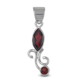 925 Sterling Silver Garnet Pendant