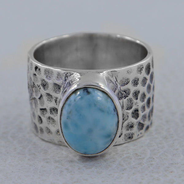 925 Sterling Silver Larimar Ring
