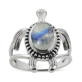 Turtle Ring with Larimar 925 Sterling Silver Nautical Beach