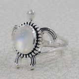 Turtle Ring with Larimar 925 Sterling Silver Nautical Beach