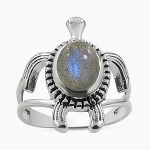 925 Sterling Silver Larimar Turtle Rings
