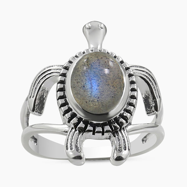 925 Sterling Silver Larimar Turtle Rings