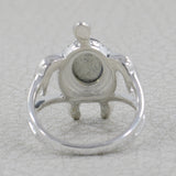 Turtle Ring with Larimar 925 Sterling Silver Nautical Beach