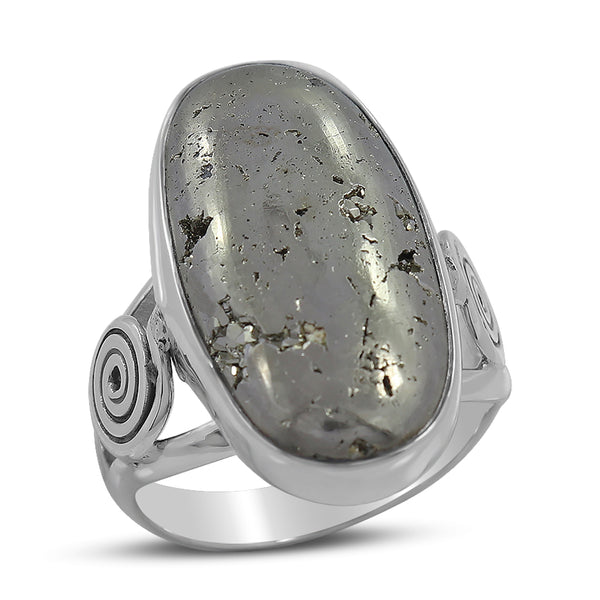 925 Sterling Silver Golden Pyrite Ring