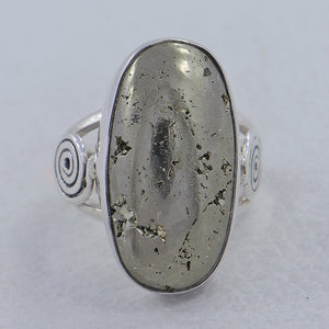 925 Sterling Silver Golden Pyrite Ring