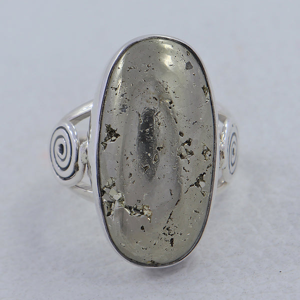 925 Sterling Silver Golden Pyrite Ring