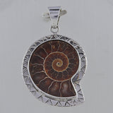 Fossil Ammonite Silver Pendant