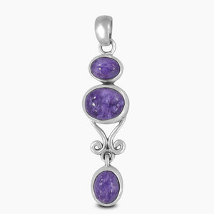 925 Sterling Silver Charoite Pendants
