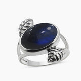 Natural Blue Chalcedony 925 Sterling Silver Ring