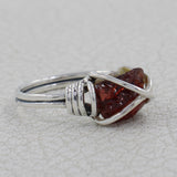 Rough Peridot Wire Wrapped Ring in 925 Sterling Silver