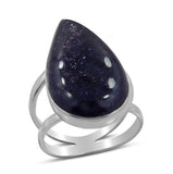 Natural Blue Iolite Sunstone Sterling Silver Ring