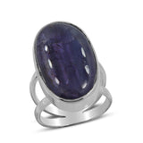 Natural Blue Iolite Sunstone Sterling Silver Ring