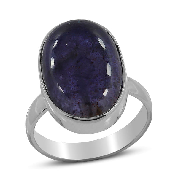 Blue Sparkle Iolite Sunstone Silver Ring