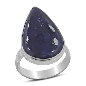 Blue Sparkle Iolite Sunstone Silver Ring