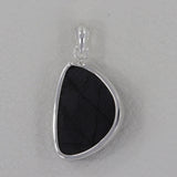 Raw Uncut Black Tourmaline Silver Pendant