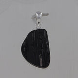 Raw Uncut Black Tourmaline Silver Pendant