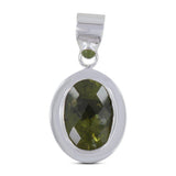 Natural Idocrase With Peridot Gemstone Silver Pendant