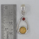 Ethiopian Opal with Garnet 925 Sterling Silver Pendant