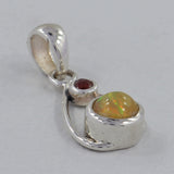 Ethiopian Opal with Garnet 925 Sterling Silver Pendant