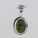 Natural Idocrase With Peridot Gemstone Silver Pendant