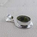 Natural Idocrase With Peridot Gemstone Silver Pendant