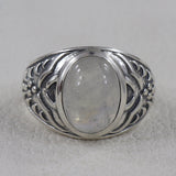 Natural Rainbow Moonstone 925 Sterling Silver Ring