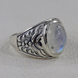 Natural Rainbow Moonstone 925 Sterling Silver Ring