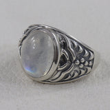 Natural Rainbow Moonstone 925 Sterling Silver Ring