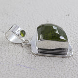 Natural Idocrase With Peridot Gemstone Silver Pendant