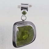 Natural Idocrase With Peridot Gemstone Silver Pendant