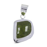 Natural Idocrase With Peridot Gemstone Silver Pendant