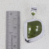 Natural Idocrase With Peridot Gemstone Silver Pendant