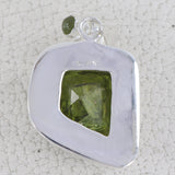 Natural Idocrase With Peridot Gemstone Silver Pendant