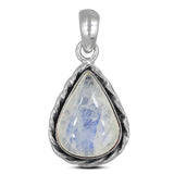 Blue Rainbow Moonstone 925 Sterling Silver Pendant