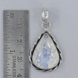 Blue Rainbow Moonstone 925 Sterling Silver Pendant