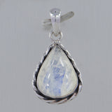 Blue Rainbow Moonstone 925 Sterling Silver Pendant